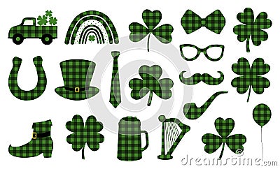 St Patricks green buffalo plaid vector illustration Vector Illustration